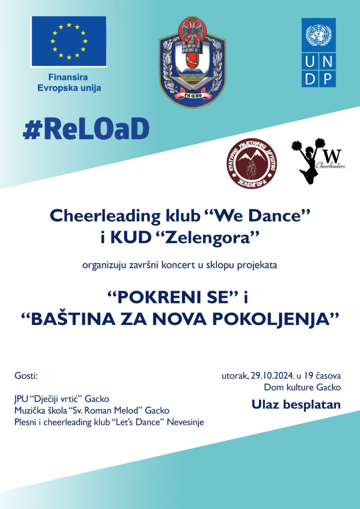 Plakat29-10-724x1024 Završni koncert KUD "Zelengora" i Cheerleading kluba "We Dance" u utorak 29. oktobra